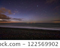 Coast and starry sky at dawn 122569902