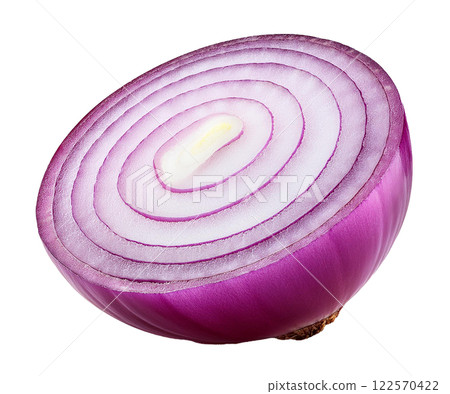 Close up of Sliced Red Onion Showing Layered Rings 122570422