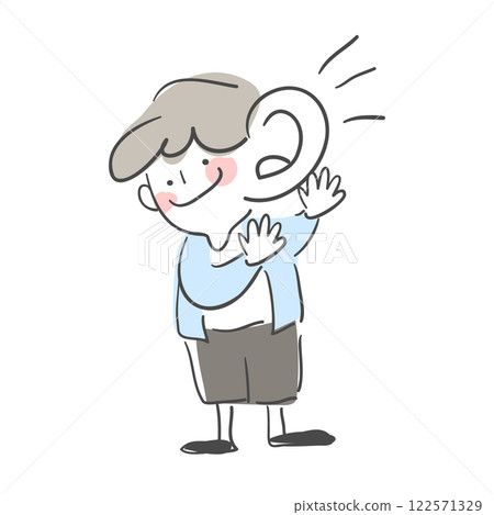 Character illustration of a person who is listening carefully 122571329