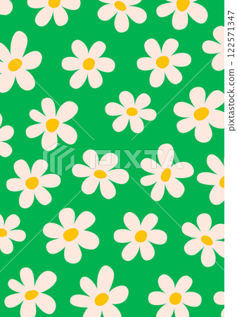 Abstract 90s Y2K background with daisy pattern. Groovy flowers in retro colors. Trendy twisted funky vector texture in abstract y2k style. Vector graphic for posters and art prints 122571347