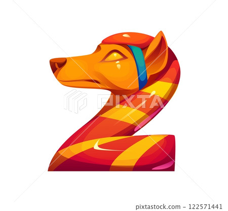 Cartoon Egyptian font jackal head Z letter. Ancient history English ABC element, egyptian mythology vector game latin alphabet Z letter or Africa civilization font typeset symbol with Anubis head Cartoon Egyptian font jackal head Z letter. Ancient history English ABC element, egyptian mythology vector game latin alphabet Z letter or Africa civilization font typeset symbol with Anubis head 122571441