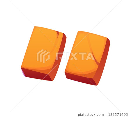 Cartoon Egyptian font brick quotation mark sign. Egyptian mythology font typeset element, egypt civilization vector game English ABC special symbol or Africa pharaoh latin alphabet punctuation sign 122571493