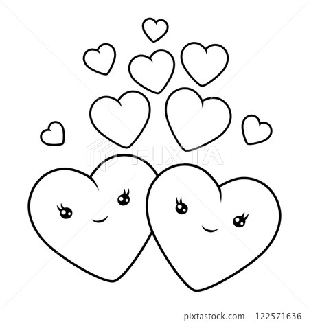Cute couple of hearts in love. Valentine Day greeting card. 122571636