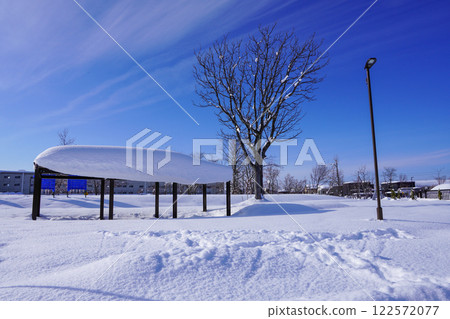Sakura Park, the site of the former station buried in snow (former Shintotsukawa Station) 122572077