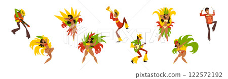 Brazilian Woman Dancer and Man Musician Vector Set Brazilian Woman Dancer and Man Musician Vector Set 122572192