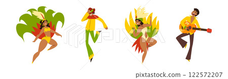 Brazilian Woman Dancer and Man Musician Vector Set Brazilian Woman Dancer and Man Musician Vector Set 122572207