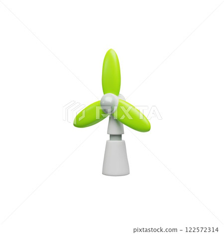 Wind turbine 3D cartoon vector icon, green windmill energy power generator, Eco friendly power alternative energy source 122572314