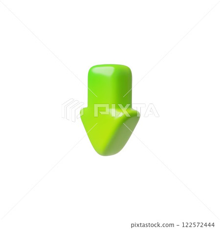 3d vector green arrow pointing down, isolated background. 3d vector green arrow pointing down, isolated background. 122572444