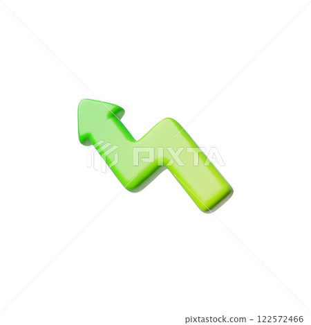 Green arrow pointing up left diagonal zigzag cursor 3D vector icon, volume glossy arrow graphic angled geometry element Green arrow pointing up left diagonal zigzag cursor 3D vector icon, volume glossy arrow graphic angled geometry element 122572466
