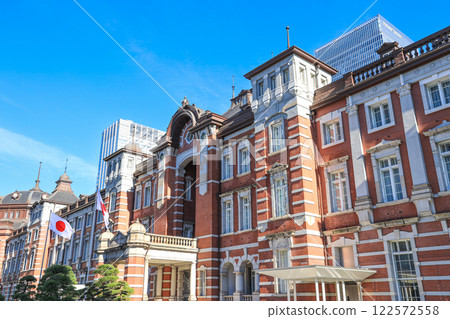 [Tokyo] Panoramic view of the Marunouchi Station building at Tokyo Station and cityscape 122572558