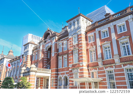 [Tokyo] Panoramic view of the Marunouchi Station building at Tokyo Station and cityscape 122572559