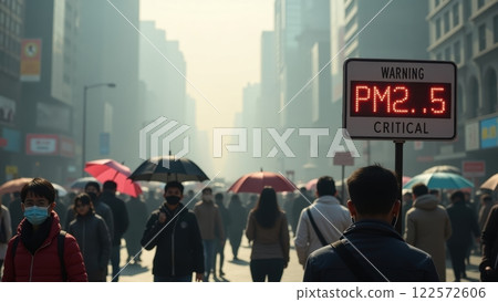 Bustling Urban Cityscape Blanketed in Haze Bustling Urban Cityscape Blanketed in Haze 122572606