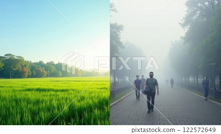 Split Screen of Two Contrasting Environments in High Fidelity Split Screen of Two Contrasting Environments in High Fidelity 122572649