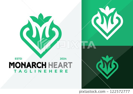 Letter M Monarch Heart Logo Icon Vector Design Illustration 122572777