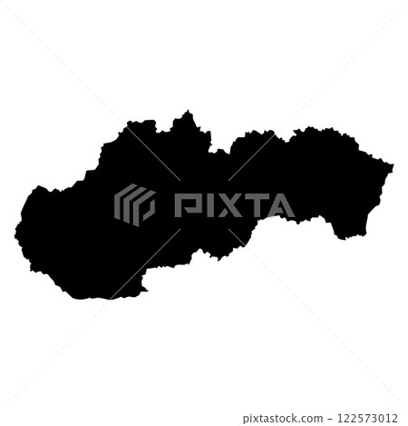 Black map of Slovakia. Black map isolated on white background. Silhouette, Europe geography.  122573012