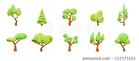 3d tree. Low polygon forest, ecology paper origami or eco geometric plants. Triangle nature fruit garden. Oak spruce and apple tree. Render 3d isolated woodland vector greenery illustration 3d tree. Low polygon forest, ecology paper origami or eco geometric plants. Triangle nature fruit garden. Oak spruce and apple tree. Render 3d isolated woodland vector greenery illustration 122573201