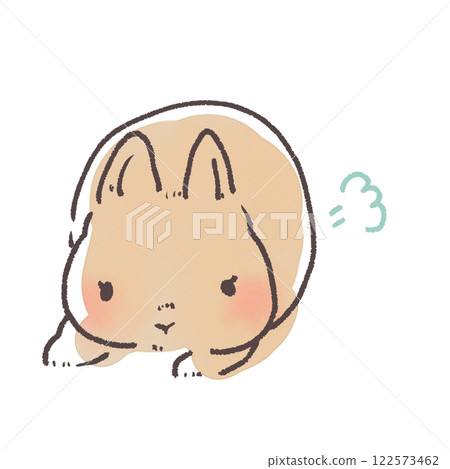 可愛的兔子玩水的線描插畫素材 122573462