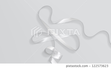 Blank white organza ribbon mockup, grey background Blank white organza ribbon mockup, grey background 122573623