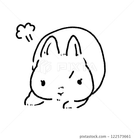 一隻憤怒的兔子的簡單可愛的插圖 122573661