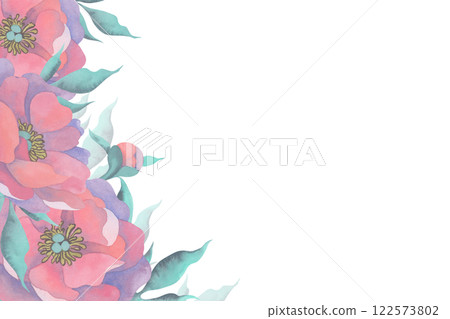 Peony flowers in soft, vibrant hues. Hand-painted watercolor cart. Perfect for wedding invitations, greetings or botanical-themed designs, adding a touch of sophistication and charm Peony flowers in soft, vibrant hues. Hand-painted watercolor cart. Perfect for wedding invitations, greetings or botanical-themed designs, adding a touch of sophistication and charm 122573802