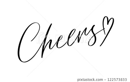 Cheers, hand drawn calligraphy lettering design. Modern handwritten brush text. 122573833