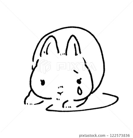 Line drawing of a cute rabbit crying with tears Line drawing of a cute rabbit crying with tears 122573836