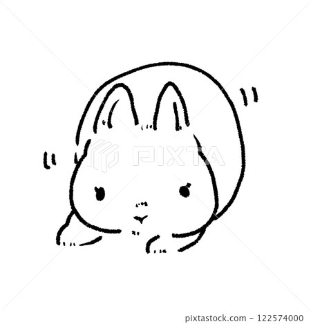 Line drawing illustration of a cute rabbit moving sideways 122574000