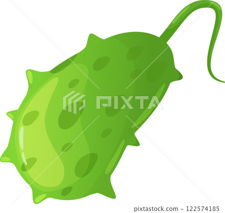 Green spiky pathogenic microorganism with flagellum swimming and spreading infection, representing a biological threat in microbiology and public health 122574185