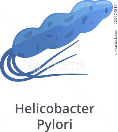 Helicobacter Pylori bacteria moving with flagella, causing stomach ulcer and gastritis, responsible for peptic ulcer disease, a common type of bacteria living in digestive tract 122574216