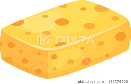 Block of tasty yellow cheese with many holes isolated on white background representing a healthy and nutritious dairy product, ideal for cooking and snacking Block of tasty yellow cheese with many holes isolated on white background representing a healthy and nutritious dairy product, ideal for cooking and snacking 122574300