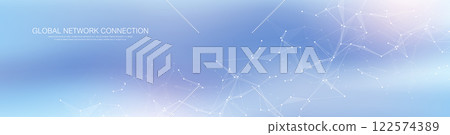 Global network connection banner design template idea. Header social network communication in the global business concept. Internet technology. Big data visualization. Vector illustration 122574389