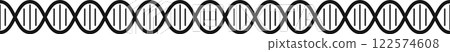 Seamlessly repeating DNA helix pattern creating a continuous chain, symbolizing genetic code and representing complex concepts in genetics, ideal for scientific and medical backgrounds 122574608