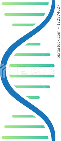DNA double helix rotating on white background with blue and green gradient representing biotechnology, genetic engineering, and medical research 122574627