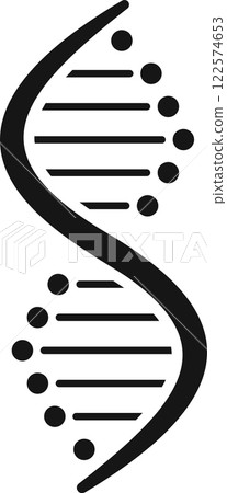 Black and white depiction of a DNA molecule forming a double helix spiral, conveying the essence of genetic instructions and highlighting themes of genetics, medicine, and microbiology 122574653