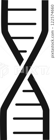 Black and white illustration depicting a DNA strand forming a double helix, symbolizing the intricate concepts of genetic code and biological inheritance in living organisms 122574660