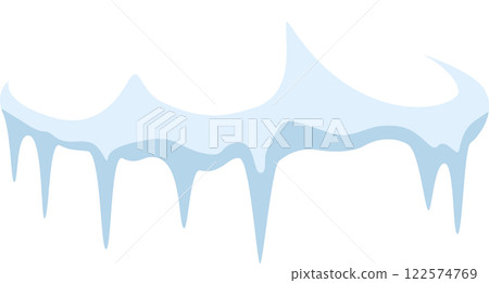 Melting snowdrift creating delicate icicles against a bright white background, offering a perfect visual for winter and Christmas themed projects and designs Melting snowdrift creating delicate icicles against a bright white background, offering a perfect visual for winter and Christmas themed projects and designs 122574769