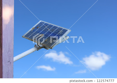 Dirty solar cell panel installed for obtaining power from the nature to save energy in long term Dirty solar cell panel installed for obtaining power from the nature to save energy in long term 122574777