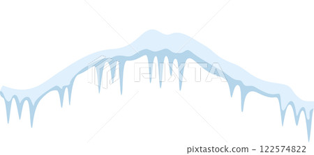 Snowdrift featuring icicles hanging down, isolated against a white background, serving as a winter decoration element. Capturing the essence of cold, frozen nature in vector illustration 122574822