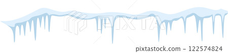 Snow covered roofs adorned with hanging icicles create a picturesque winter landscape, capturing the serene beauty and tranquility of the cold season s enchanting charm 122574824