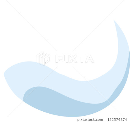 Minimalist light blue abstract wave swirling on white background, creating a sense of fluidity and motion, ideal for backgrounds, presentations, or artistic projects 122574874