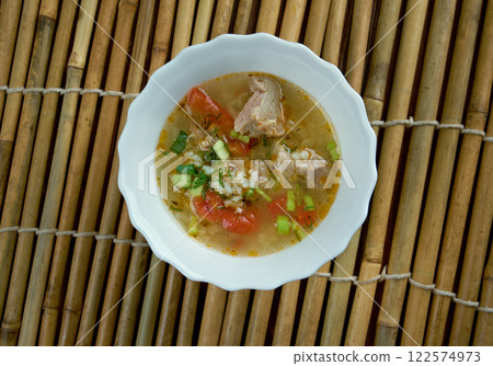 Boiled rice pork or mush Boiled rice pork or mush 122574973