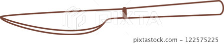Minimalist vector illustration of a butter knife with a brown outline on a white background, perfect for kitchenware, dining, and cooking design projects 122575225