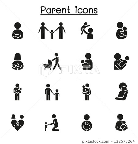 Parent and Family icon set in glyph style Parent and Family icon set in glyph style 122575264