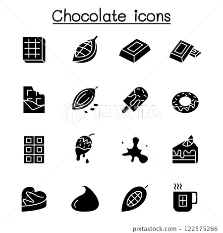 Cacao, Chocolate, Cocoa icon set in glyph style 122575266