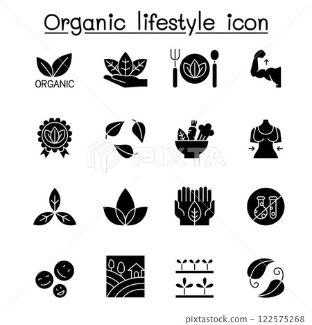 Organic lifestyle icon set in glyph style 122575268