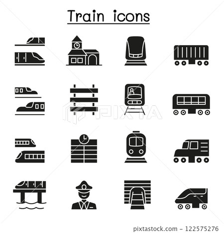 Train icon set in glyph style Train icon set in glyph style 122575276