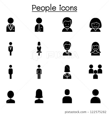 People, man, woman, person icon set in glyph style People, man, woman, person icon set in glyph style 122575282