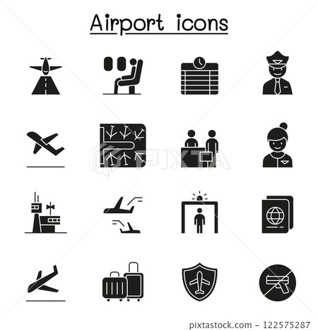 Airport, aviation icon set in glyph style Airport, aviation icon set in glyph style 122575287
