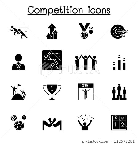 Competition, contest, tournament icon set in glyph style Competition, contest, tournament icon set in glyph style 122575291