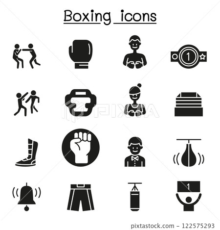Boxing icon set in glyph style Boxing icon set in glyph style 122575293